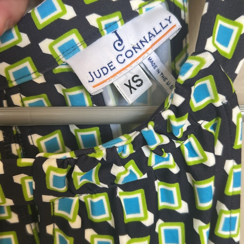 Jude Connally Blue and Green Patterned Midi Dress XS - Picture 3 of 6